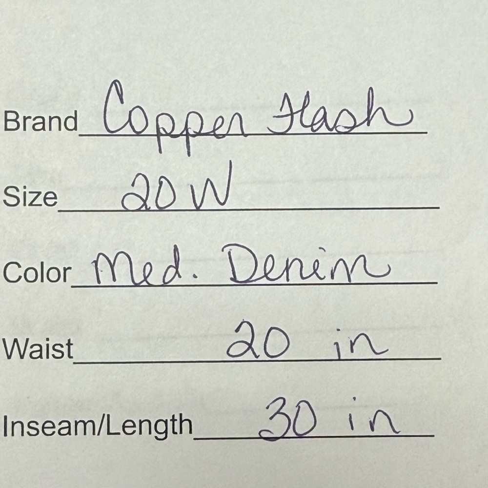 Copper Flash Women’s Plus 20W Blue Straight Leg Denim Jeans Casual Everyday - Picture 5 of 5